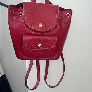 Coach Pennie Red Pebble Leather Mini Backpack, Like New